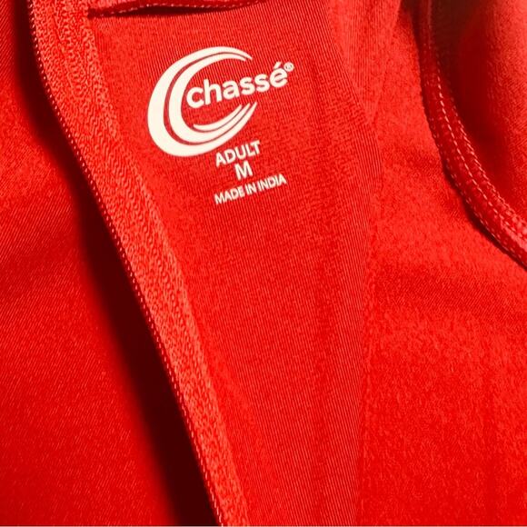 Chasse Cheer Adult Medium all red long sleeve crop top dance zipper back - Picture 8 of 9
